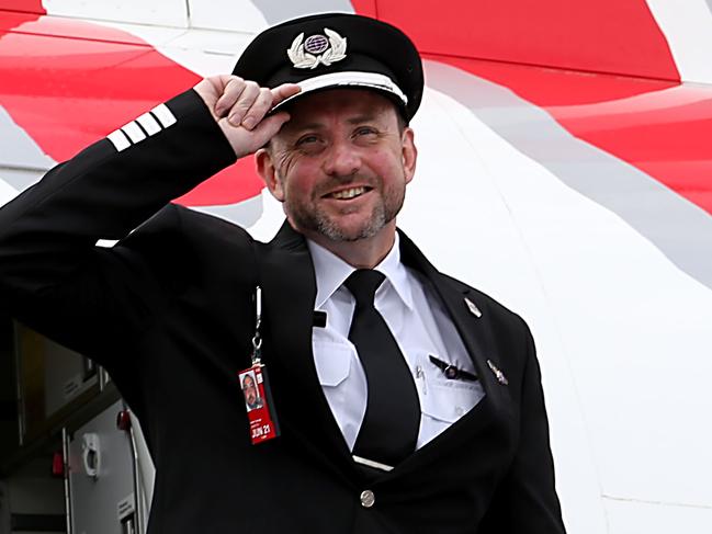 Virgin Australia PilotCaptain Robert Ricketts landing his first flight since COVID began is looking forward to doing some more flying after easing of NSW-VIC border restrictions.  Jane Dempster/The Australian.