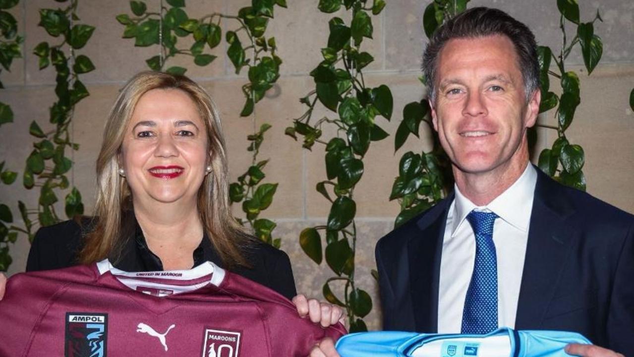 Queensland Premier Annastacia Palaszczuk with NSW Premier Chis Minns ahead of the State of Origin match in Adelaide next Wednesday. Picture: Instagram