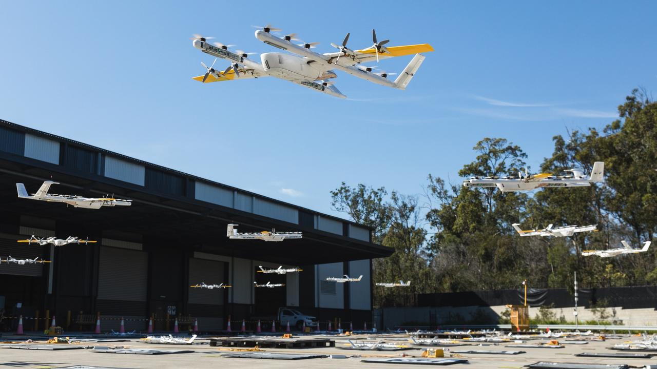 In another world-first in August, Wing began operating a drone delivery “nest” on the rooftop of Logan’s Grand Plaza shopping centre. Supplied: Wing