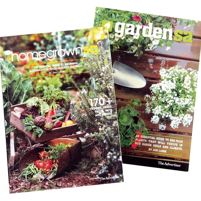 Cover of books published by News Ltd and gardening columnist Jon Lamb - Garden SA and Home Grown SA.