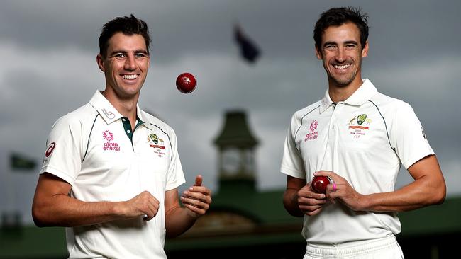 Australian strike bowlers Pat Cummins and Mitchell Starc at the SCG ahead of the 3rd Test against New Zealand. Picture. Phil Hillyard