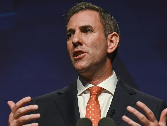 CANBERRA, AUSTRALIA - MAY 10: Treasurer Jim Chalmers makes his post Budget National Press Club address in the Great Hall at Parliament House in Canberra.. Picture: NCA NewsWire / Martin Ollman