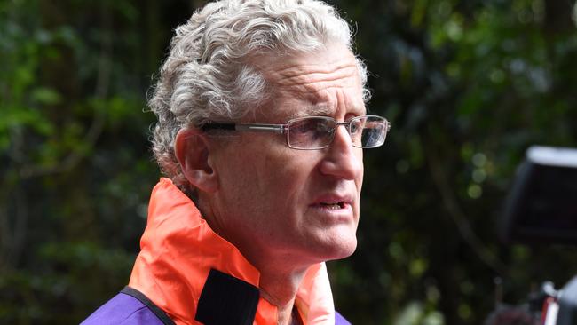 SES chaplain Paul Von Bratt speaks to media. Photo: Steve Holland