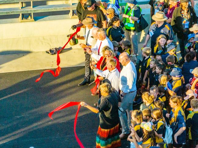 Port Augusta Mayor Linley Shine, Member for Stuart Hon Geoff Brock MP and Federal Member for Grey Rowan Ramsey were in attendance for the ribbon cutting ceremony. Picture: SA Infrastructure and Transport