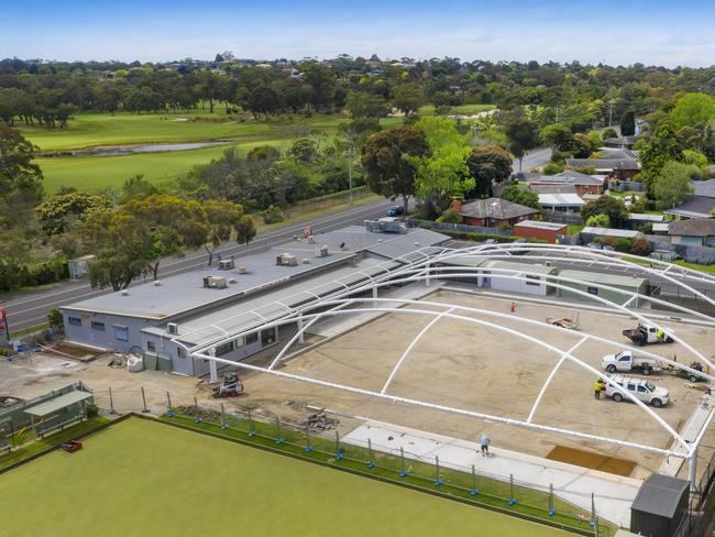 The new world class arena being built at Karingal Bowls Club.