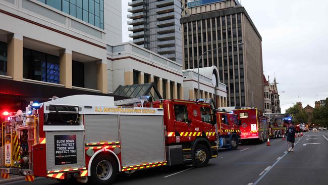 The scene at the corner of Pulteney and Rundle Mall. Picture: AAP/Emma Brasier