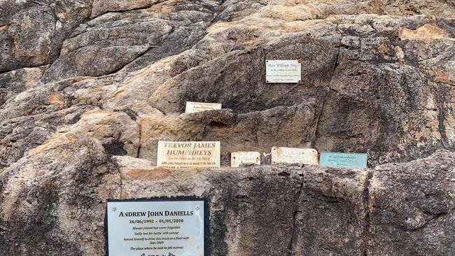 Memorial plaques at the Tip of Cape York mark the cliff face near the Tip walking trail car park have since been removed. Picture: SHANTELL KENNELL