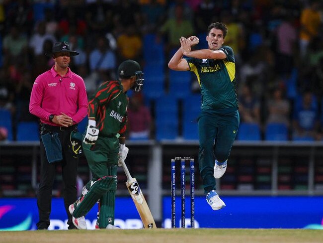 Australia’s cricket captain Pat Cummins in action. The NBN will be running its latest ad campaign during the cricket this summer. Picture: Getty Images