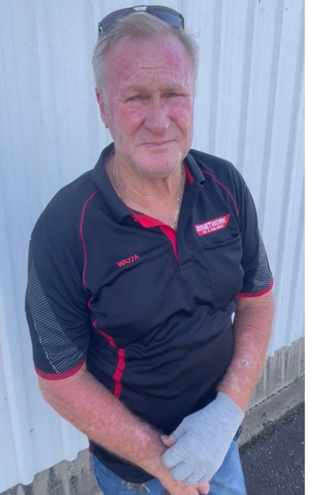 Warren West sustained a knife wound to his hand while struggling with thieves at his truck rental business in Svensson Heights, Bundaberg.