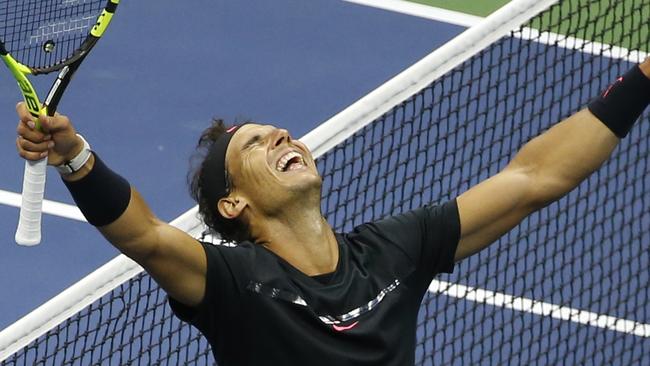 Rafael Nadal celebrates winning the US Open.