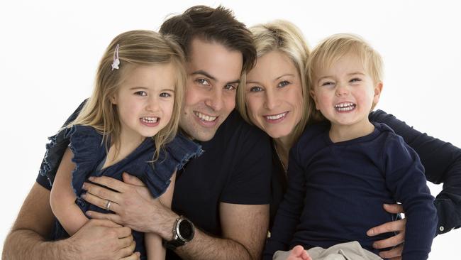 Alisa Camplin and her husband, Oliver Warner, with their children.