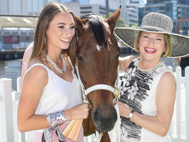 Katelyn Mallyon and Gai Waterhouse with Sirmione at this year’s launch for the Festival of Racing at South Wharf in February.