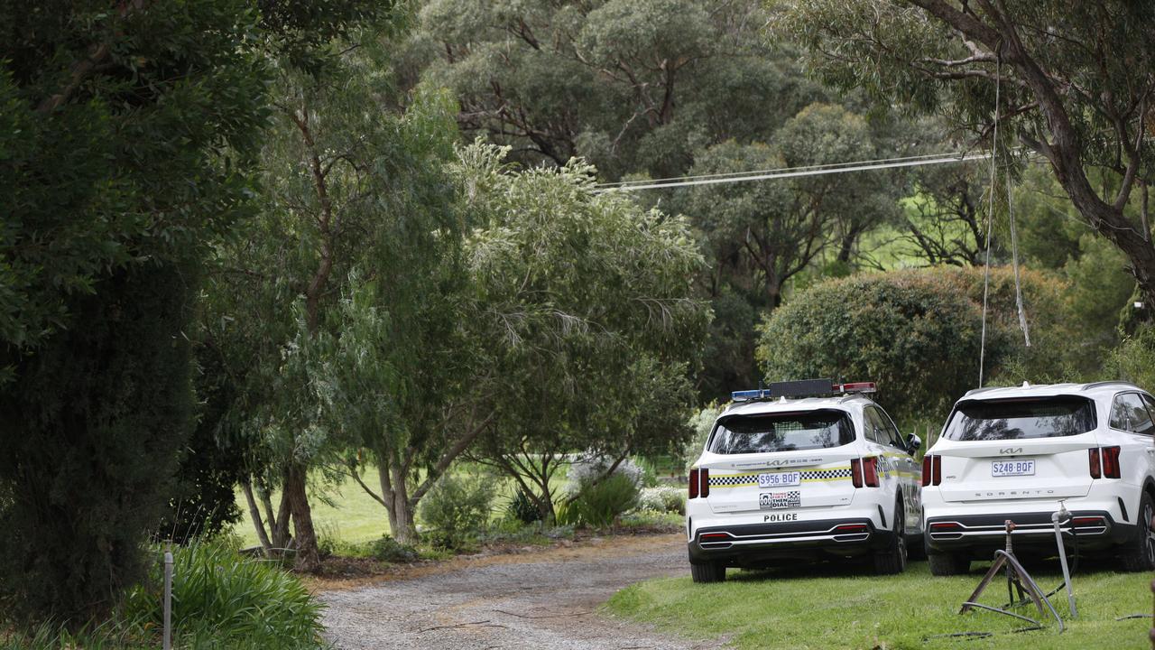 On Saturday morning, ambulance and police were dispatched to Justice Blue’s farm on the Fleurieu Peninsula. Picture: Brett Hartwig