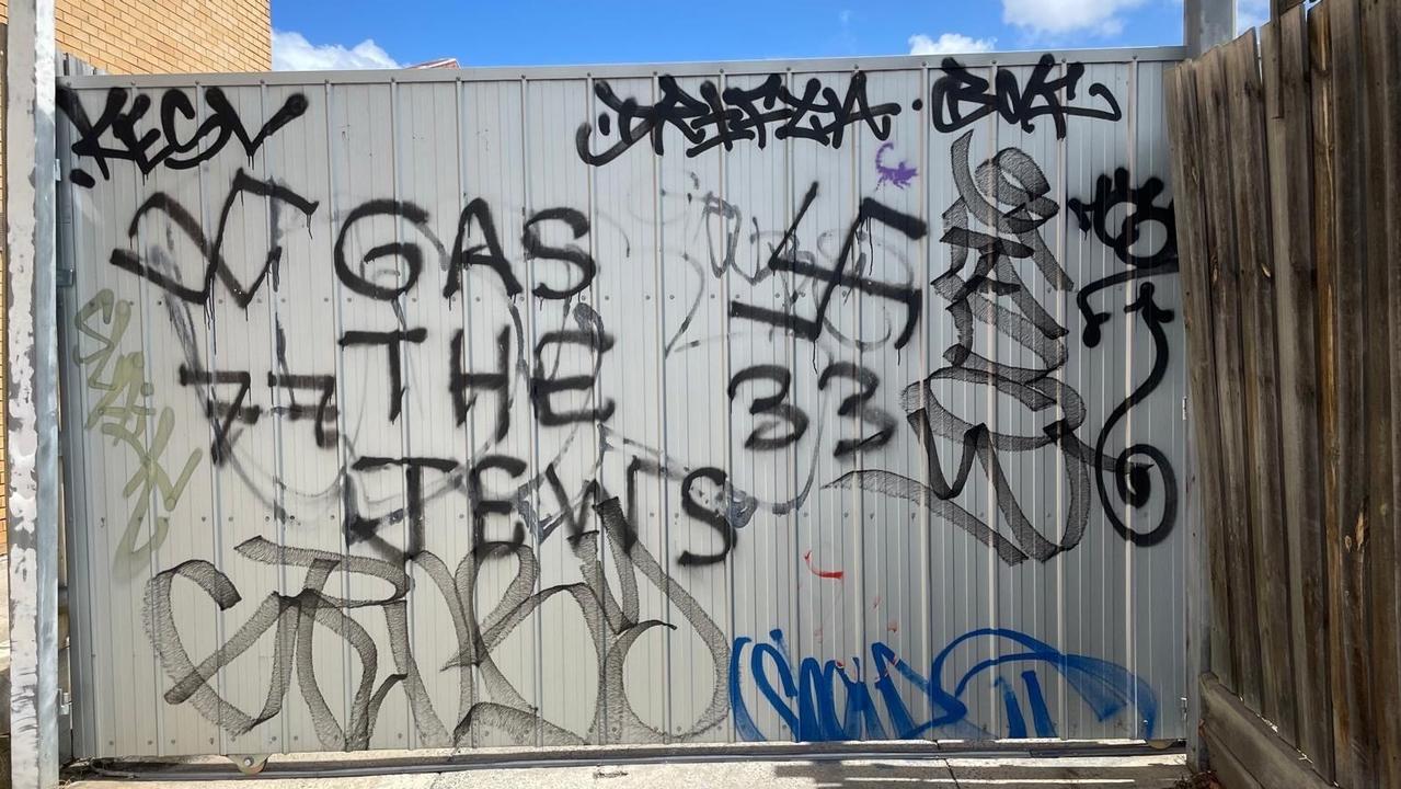 Gottlieb’s, a building supplies store in Malvern East, is the latest target of an anti Semitic graffiti attack. Picture: Supplied