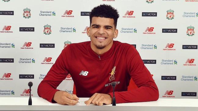 Dominic Solanke unveiled as a Liverpool player.