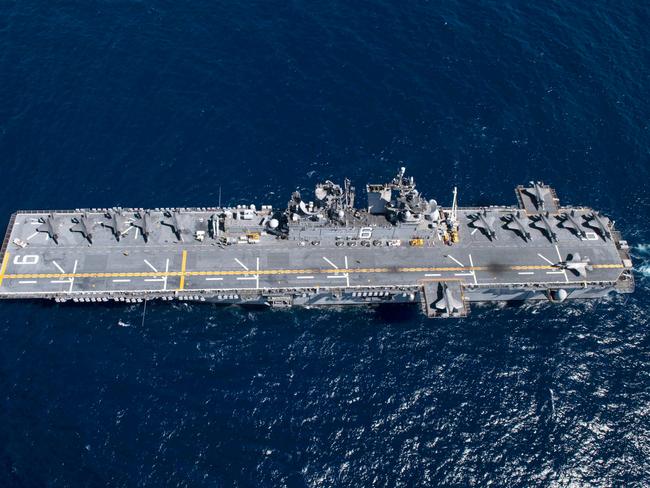 USS America and its support vessels will have a combined total of 6000 US sailors and Marines. Picture: US Navy