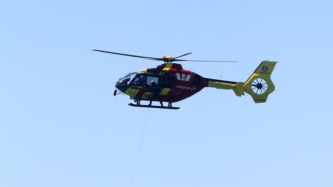 Westpac Lifesaver Rescue Helicopters at day three of the Pacific Airshow, 20 August 2023. Picture: Richard Gosling