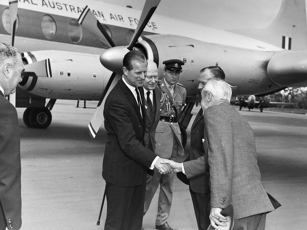 Prince Phillip visits Hobart in the aftermath of the 1967 bushfires.