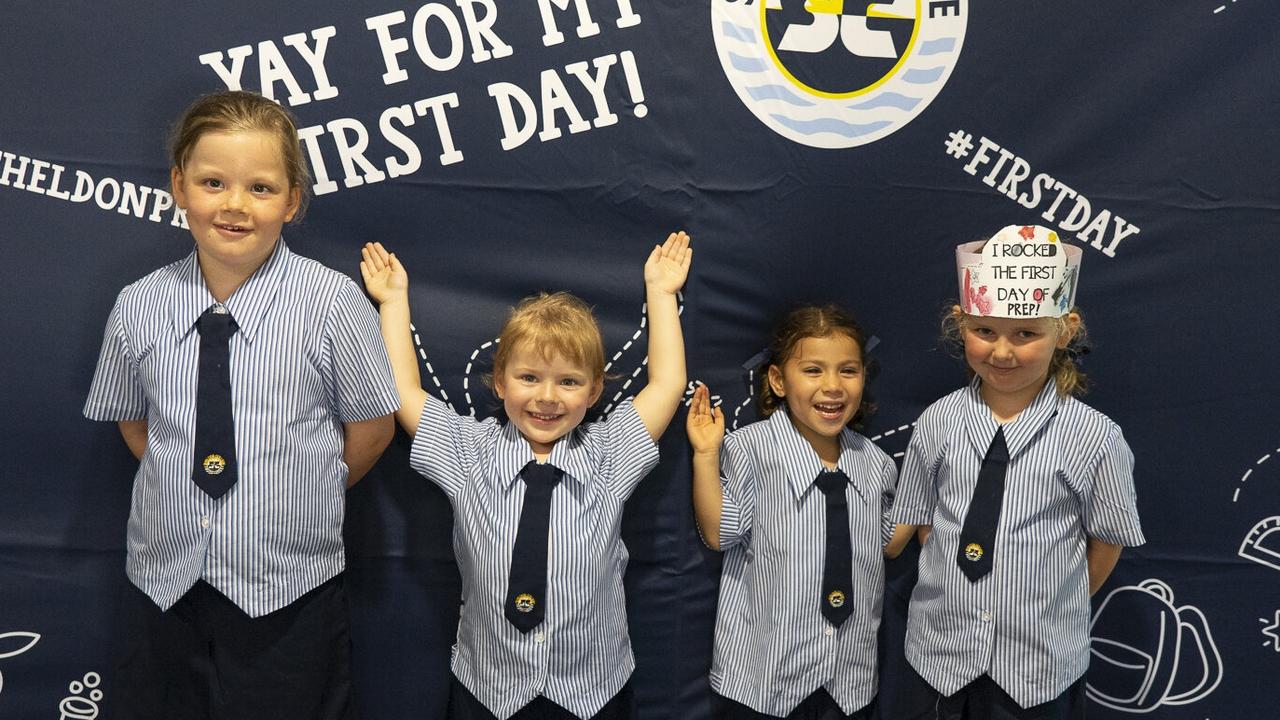 MY FIRST DAY: Sheldon College preps enjoying their first day at school. Picture: Contributed