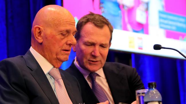 Premier Investments chairman Solomon Lew. left, with Mark McInnes. Picture: Stuart McEvoy