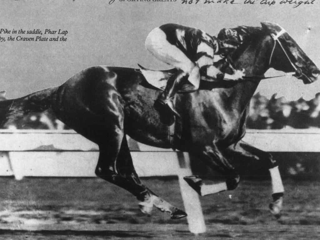 In 1929 with Jim Pike in the saddle, Phar Lap won the AJC Derby, the Craven Plate and Victorian Derby.