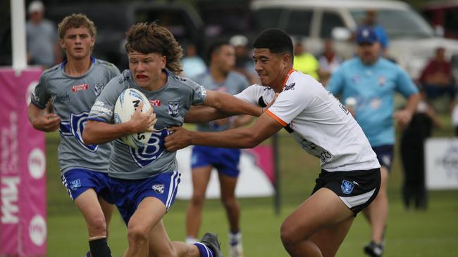 North Coast Bulldogs in action against the Macarthur Wests Tigers during round two of the Andrew Johns Cup at Kirkham Oval, Camden, 10 February 2024. Picture: Warren Gannon Photography.