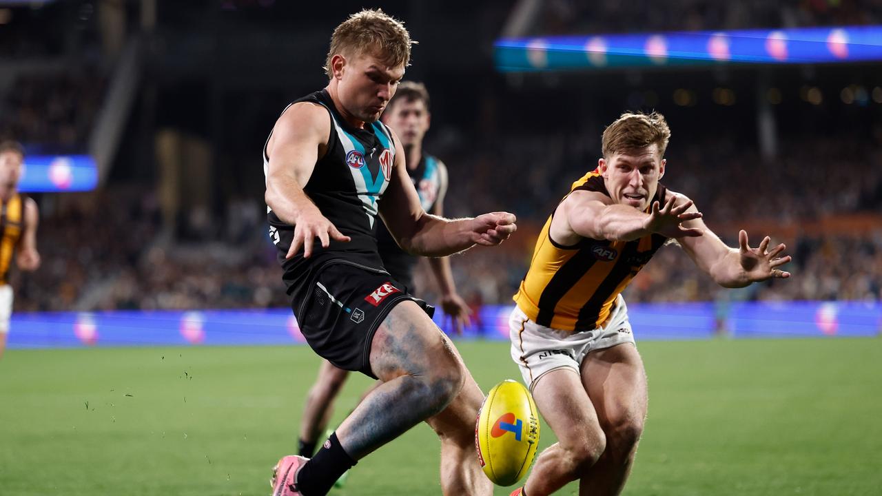 Ollie Wines in action against Hawthorn. Picture: Michael Willson/AFL Photos via Getty Images)