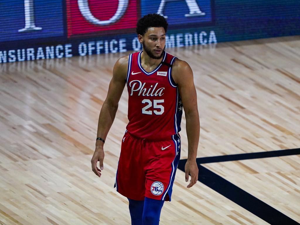 Ben Simmons partially dislocated his kneecap. (Photo by Ashley Landis-Pool/Getty Images)