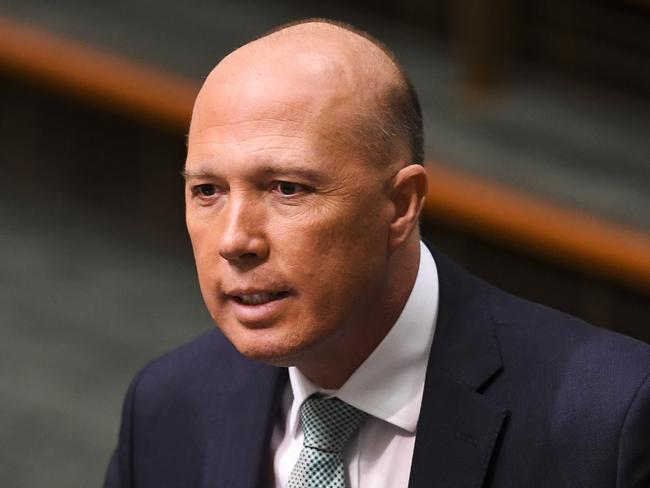 Former Australian Home Affairs Minister Peter Dutton is seen during a vote to adjourn the House of Representatives at Parliament House in Canberra, Thursday, August 23, 2018.  (AAP Image/Lukas Coch) NO ARCHIVING