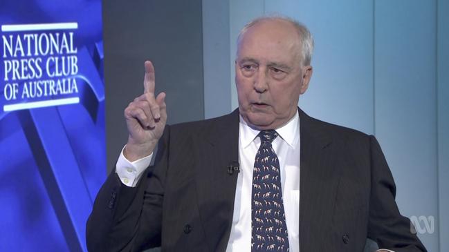 Former prime minister Paul Keating during his appearance at the National Press Club. Picture: ABC