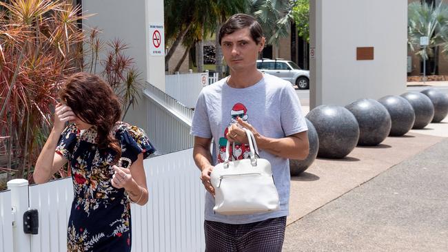 Alec Gladigau leaves Darwin Local Court after pleading guilty to stealing.