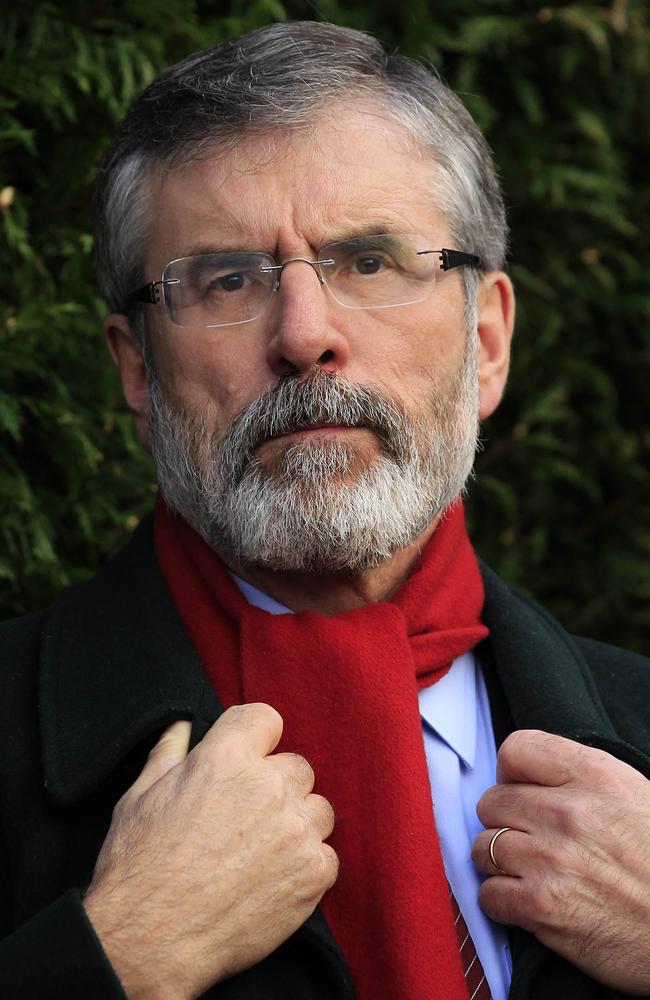Reportedly arrested for murder. Sinn Fein president Gerry Adams. AP Photo/Peter Morrison
