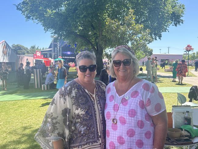 Deb and Sue from Cronulla enjoying the Melbourne Cup. Picture: Oscar Jaeger