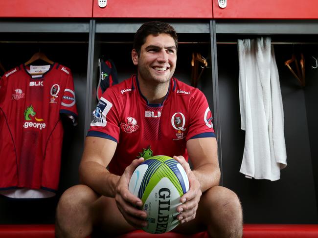 Reds star Rob Simmons in the old Ballymore dressing room. Picture Tara Croser.