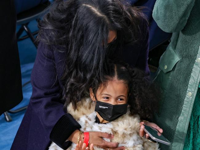 Kamala Harris family members on the West Front of the US Capitol. Picture: Getty Images