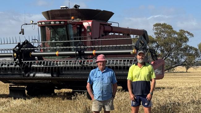 Dennis and Adam Whisson on their property at Cunderdin, Western Australia.