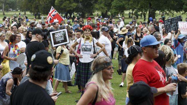 Hundreds of protesters get ready to march. Picture: David Geraghty