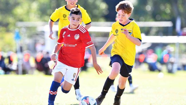 SOCCER: Junior football carnival, Maroochydore. Gold Coast United V Gold Coast Knights, U12 boys. Picture: Patrick Woods.