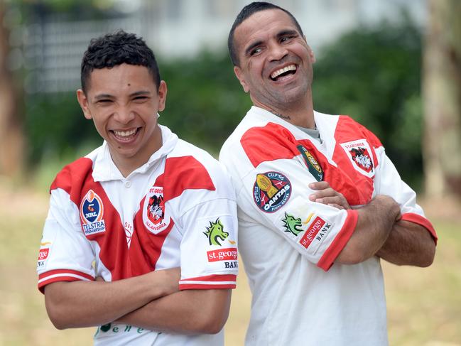 Anthony "Choc" Mundine with his son CJ. Photo Jeremy Piper