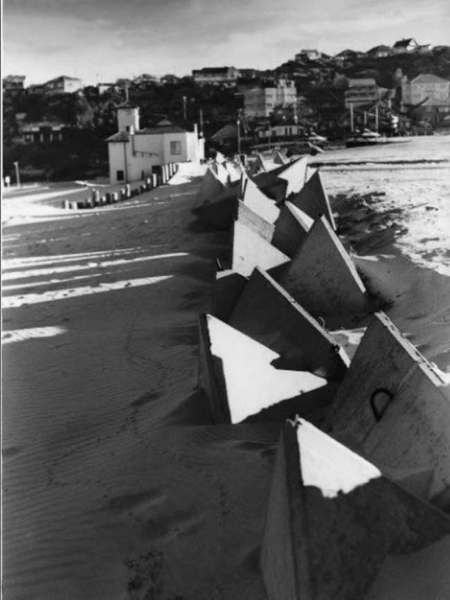 Anti-tank tetrahedrons at Freshwater Beach in 1942. Picture Max Dupain, State Library of NSW