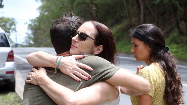 Claudine Snow at the Bonogin Rd crash scene. Picture: Richard Gosling