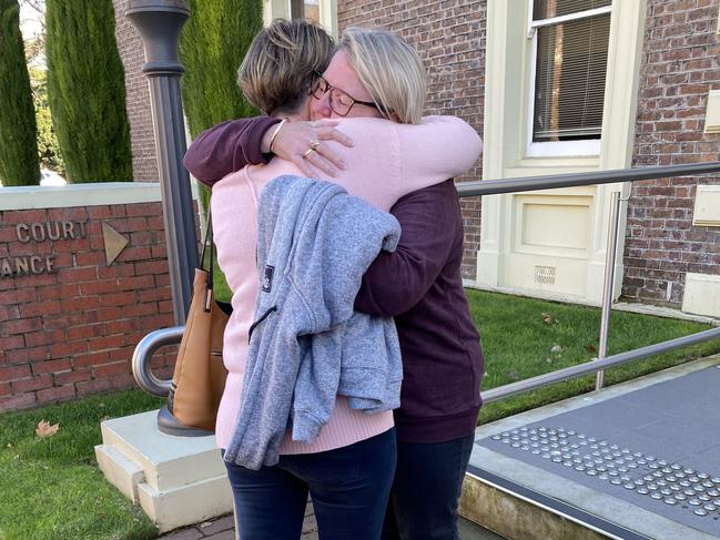 Breaking News Breaking News Claudette Brettner hugging supporter after verdict. Picture: Rosemary Murphy