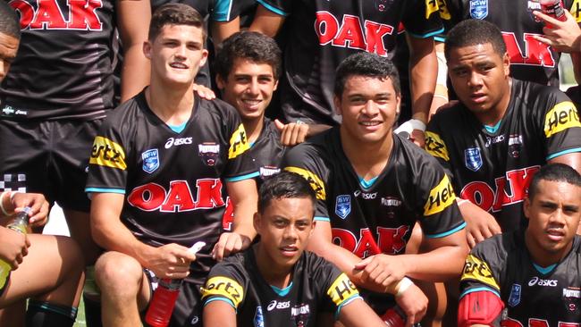 Nathan Cleary and Jarome Luai in their first season as halves partners in the Penrith Harold Matthews side in 2013 Source: Steve Montgomery/Ourfootyteam.com