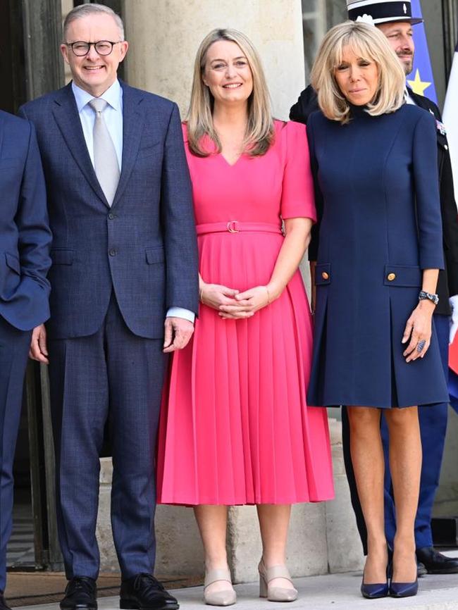 Jodie Haydon wears a Karen Gee dress while in France. Picture: Prime Minister’s Office