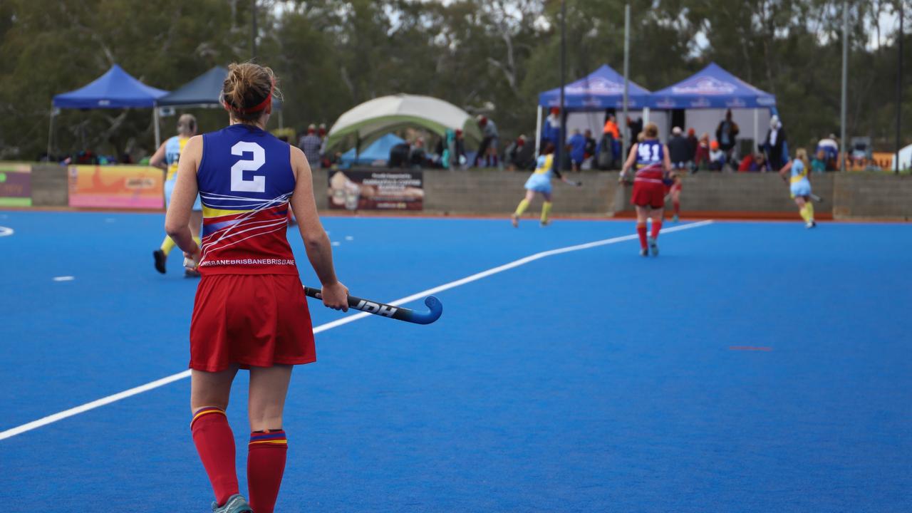 Kim Markwell (Brisbane) playing in the Queensland Hockey Women’s Masters Championships in Warwick.