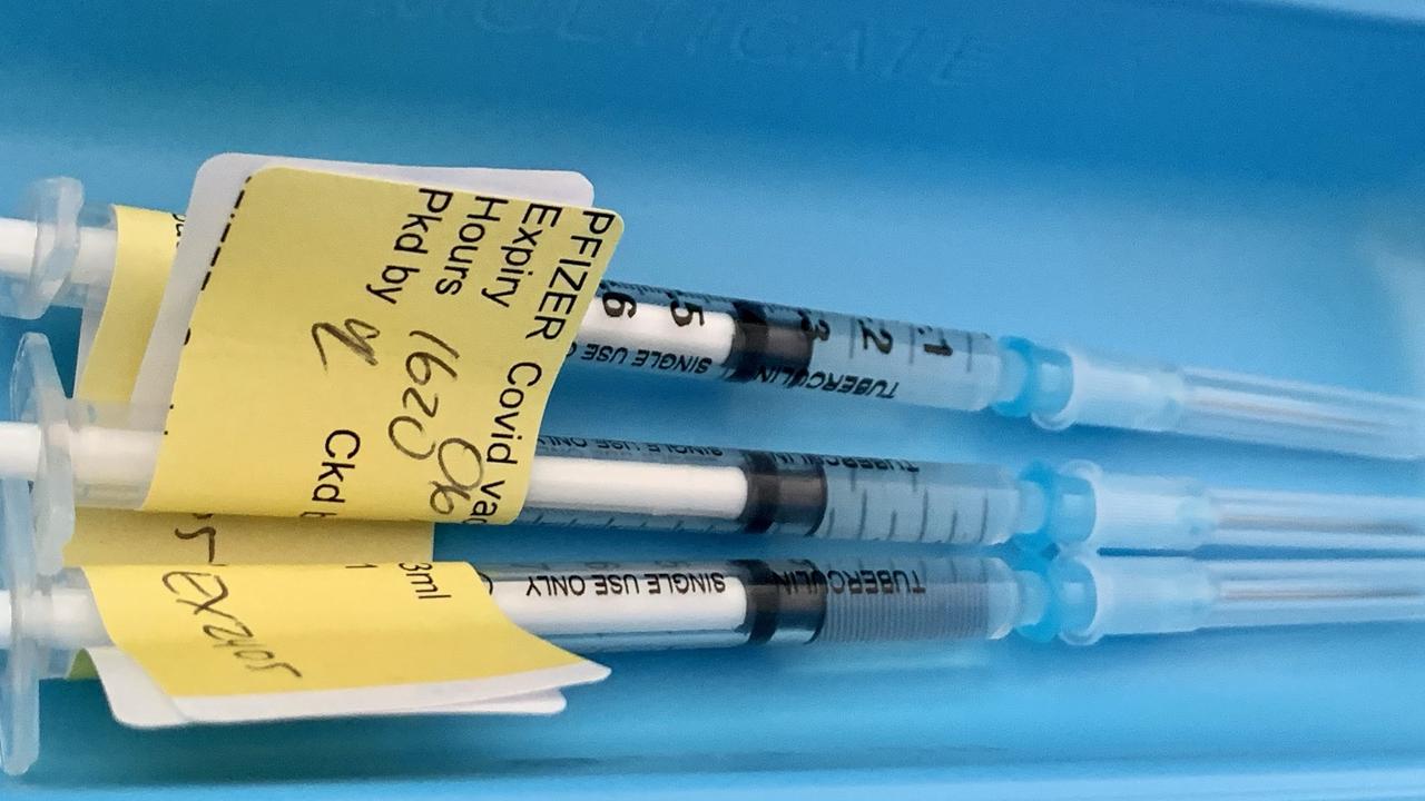 Pfizer vaccine in vials at CQUniversity's Mackay city campus where a new vaccination hub has been set up. Picture: Rae Wilson