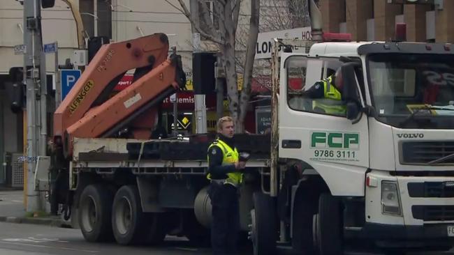 The driver of the truck was uninjured and has spoken to police. Picture: 7News