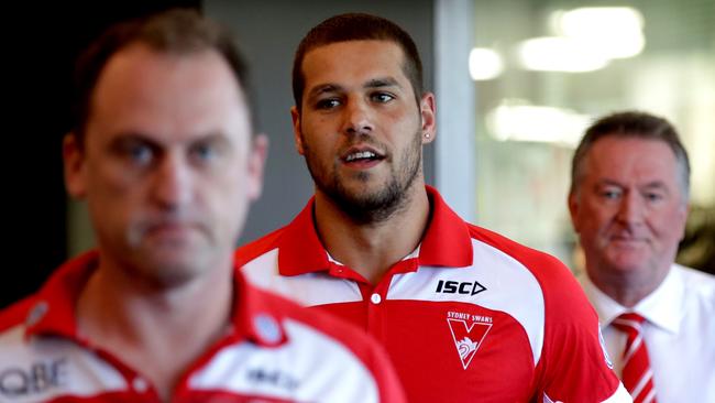 Andrew Ireland (right) was a key figure in the Lance Franklin deal. Picture: Gregg Porteous