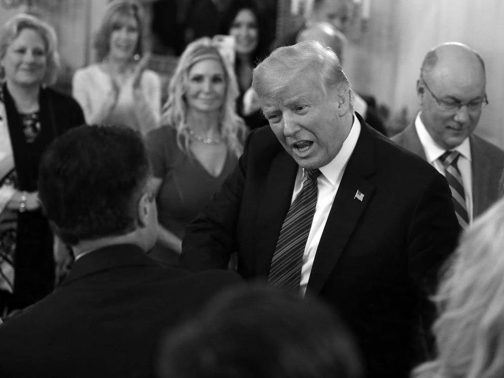 President Trump greets preachers at a recent formal dinner held for evangelical leaders. Picture: AP