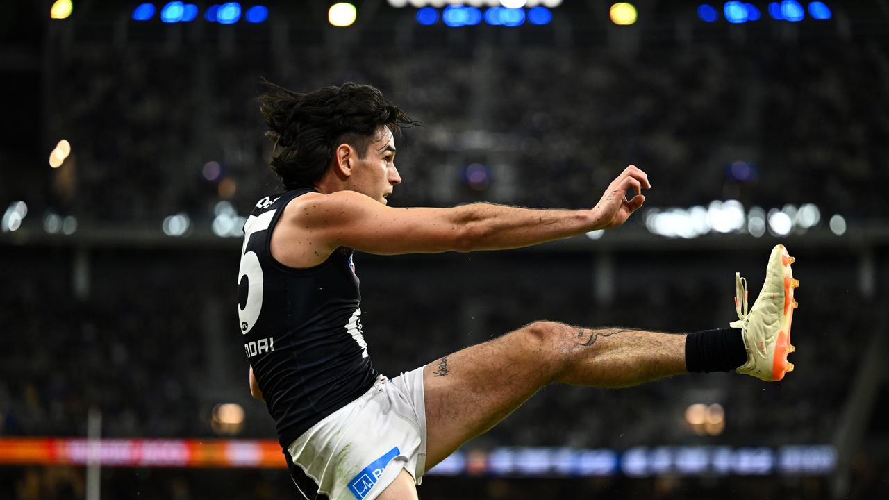 Zac Fisher has been omitted by the Blues. (Photo by Daniel Carson/AFL Photos via Getty Images)